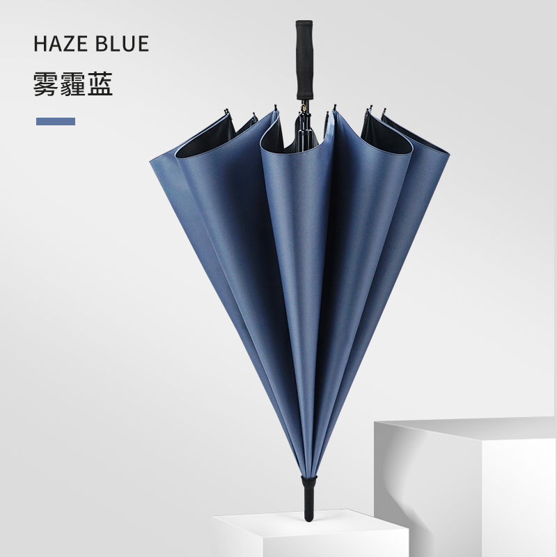 红叶(Hong Ye) 超大10骨双人男士商务雨伞加大加固直杆防风高尔夫伞黑胶遮阳伞 雾霾蓝