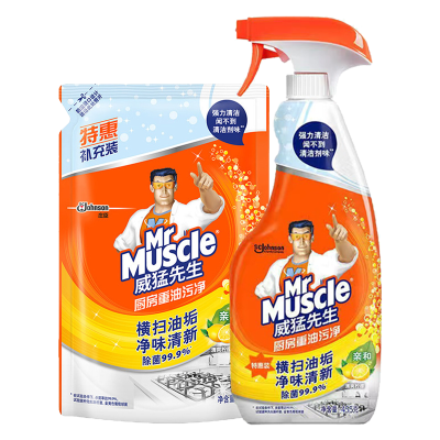 威猛先生(Mr Muscle) 厨房重油污净 (清新柑橘) 455g+袋装420g