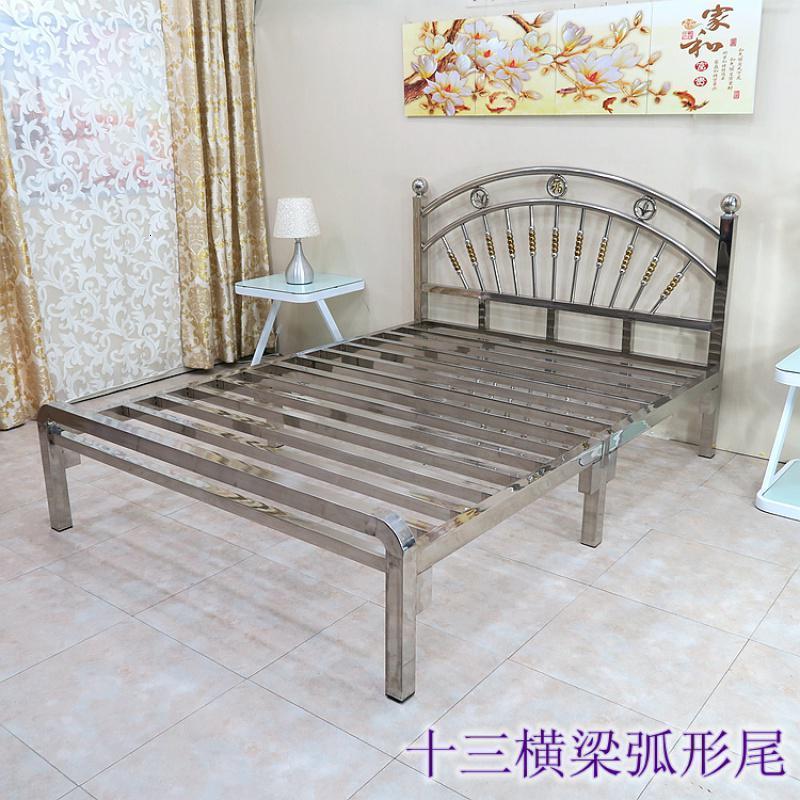 森美人欧式不锈钢床 1.5米1.8双人床1.2现代简约单人床铁艺床架304定制高清大图