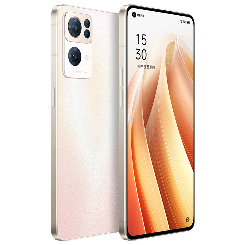 opporeno7pro8256gb暮雪金5g航天级星雨光刻工艺航空铝直边金属中框全