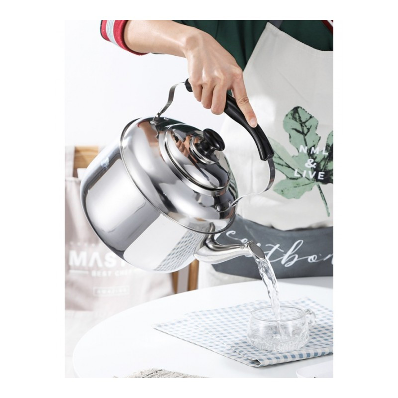 权夫人不锈钢茶壶烧煤气鸣笛天燃气电磁炉5升6升水壶 6L加厚