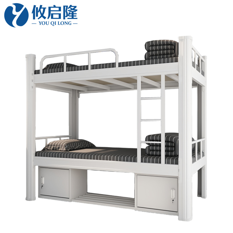 攸启隆双层床白色带床垫高清大图