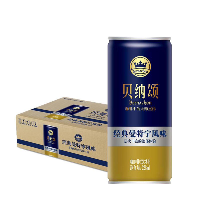 贝纳颂 尊享罐经典曼特宁风味228ml*24瓶 咖啡饮料 易拉罐 整箱装