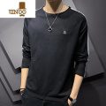 YANXU男士t恤长袖秋季薄款上衣ins宽松体恤潮牌运动卫衣打底衫秋t L98-118斤 333黑色