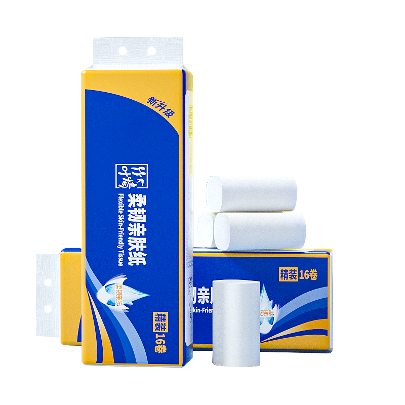 蓝漂竹叶情卷纸家用卫生纸实白色无芯卷筒纸手纸厕纸1提ZYQ-33449竹叶情白色扁卷纸16卷