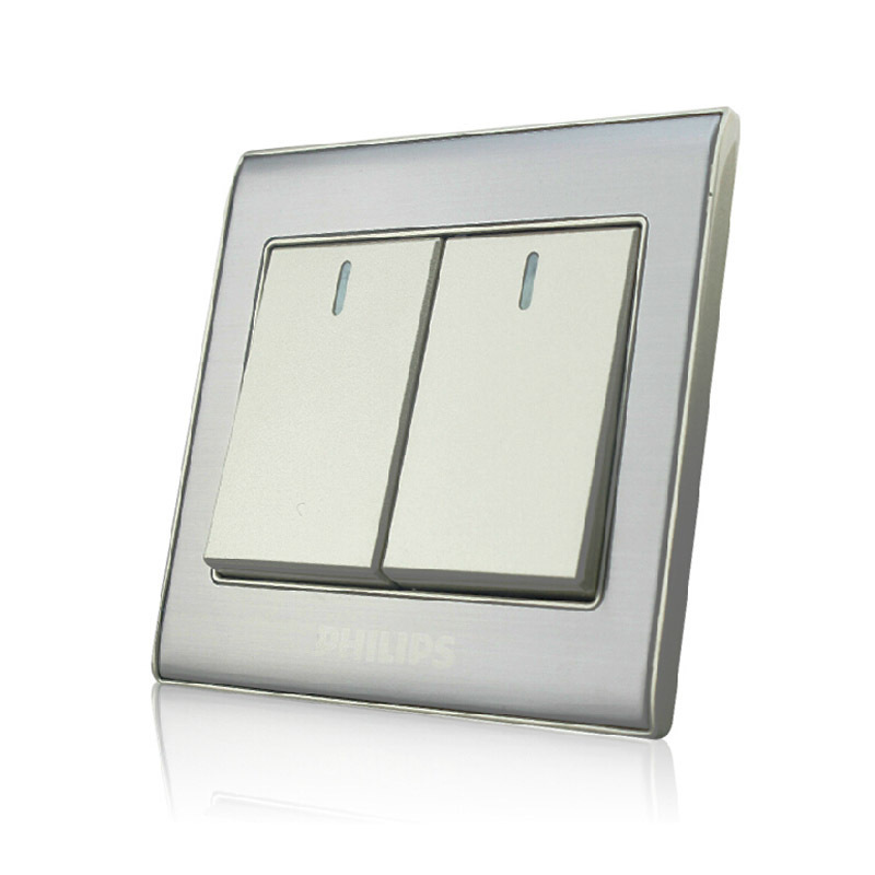 飞利浦philips开关插座面板双开电灯开关双联面板