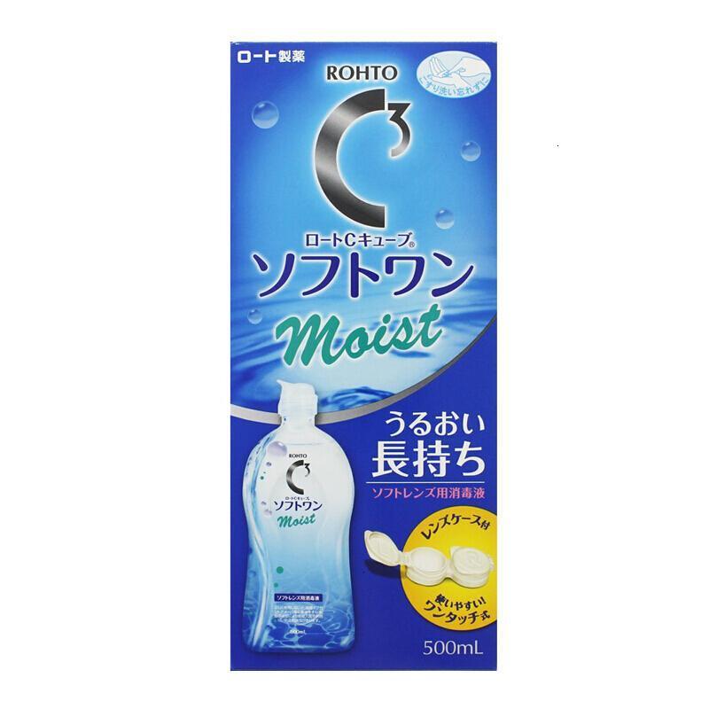 ROHTO日本原装进口乐敦C3美瞳护理液舒缓疲劳 隐形眼镜护理液 润滑液保护角膜眼部护理液500ml