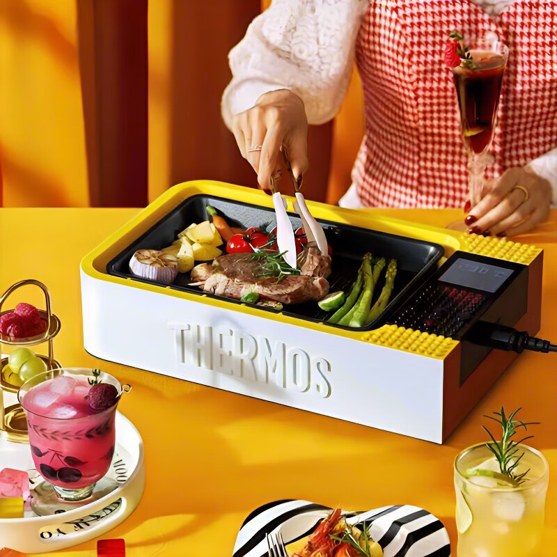 膳魔师 家用多功能无烟电烤盘料理锅电火锅烤肉神器二合一 EHA-5421E