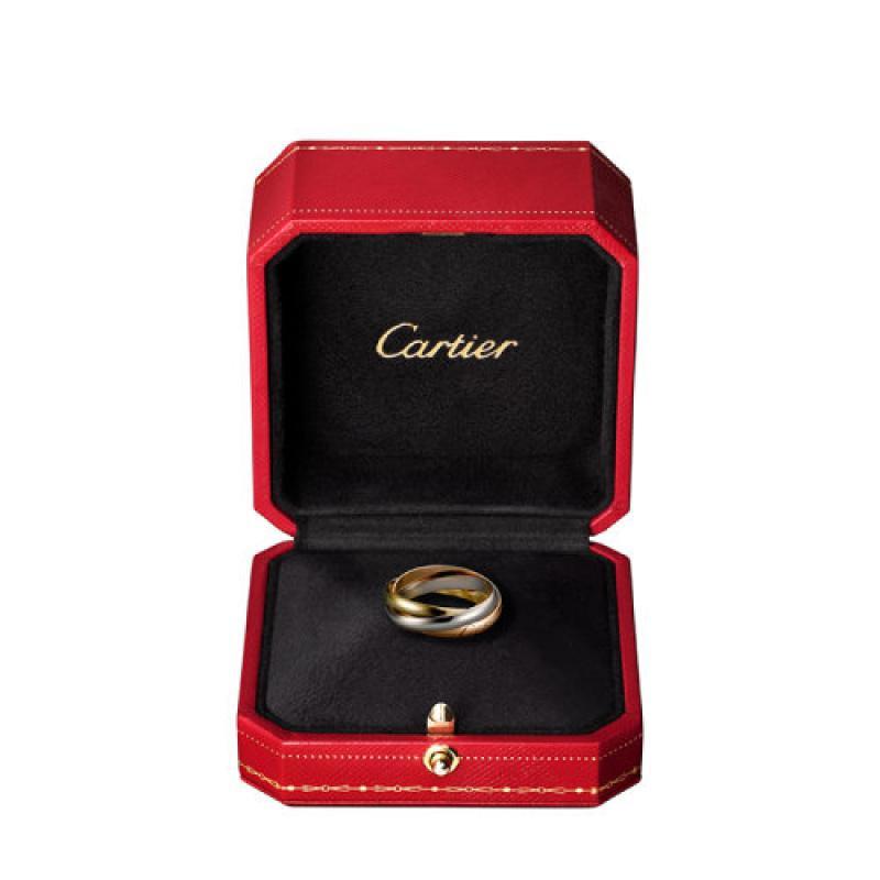 cartier卡地亚trinity系列18k金白金金玫瑰金三色三环窄款戒指b