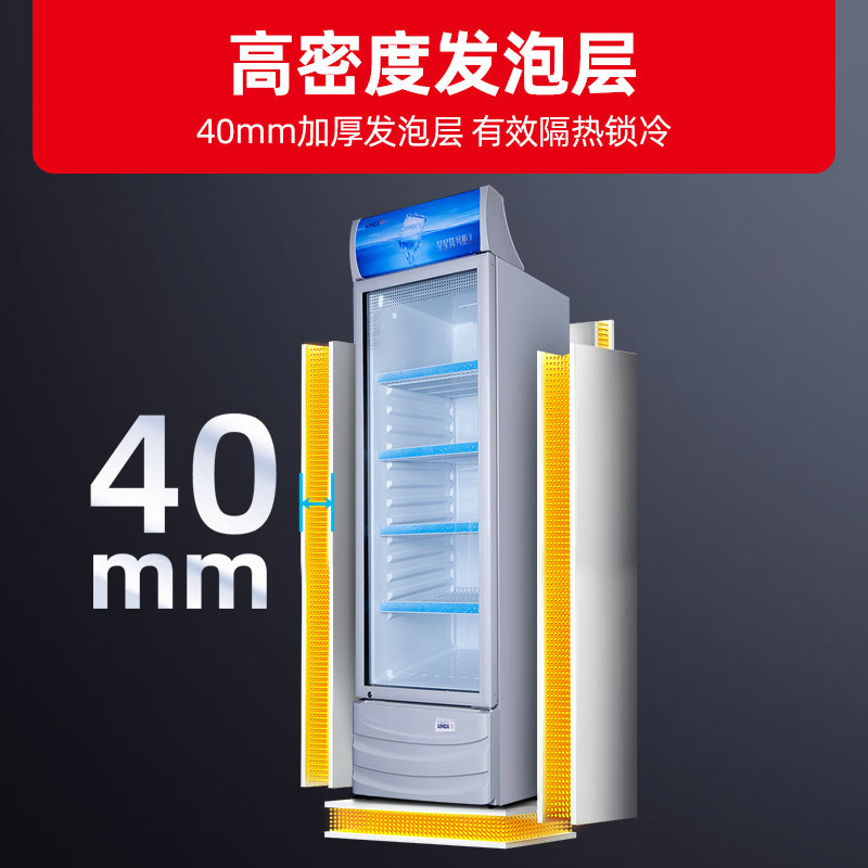 星星(XINGX)316升立式玻璃门展示柜冷柜 饮料陈列柜 商用冷藏冰箱(银灰色)LSC-316C