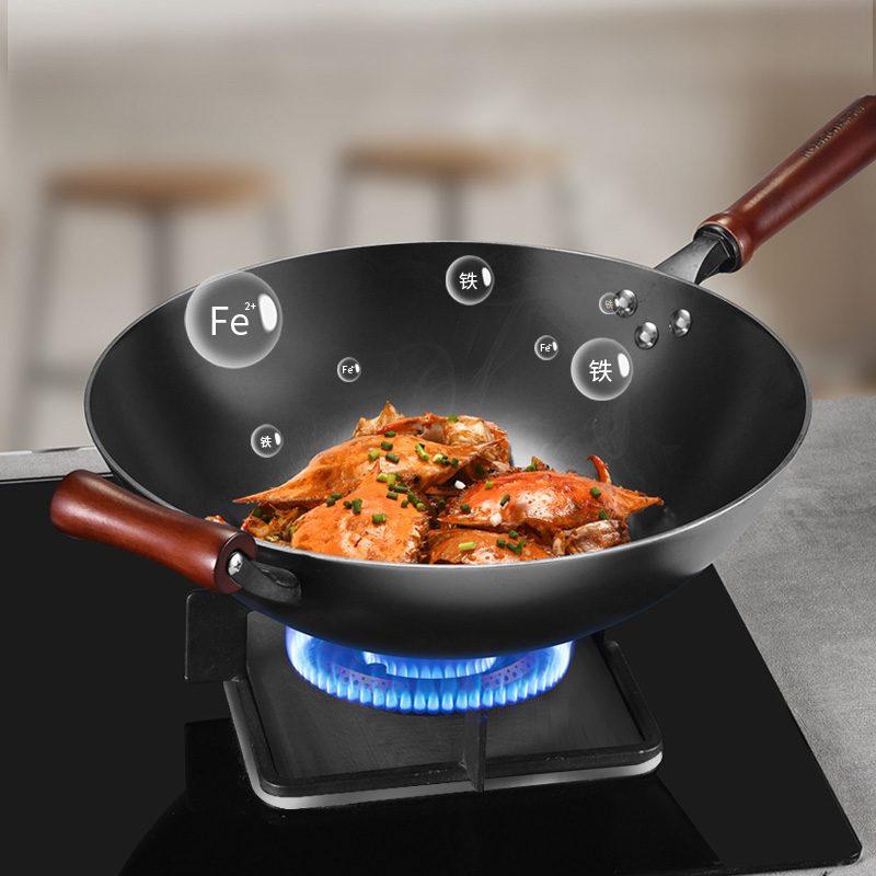 康巴赫炒锅34cm耐腐蚀耐高温可悬挂平底带附耳KGQ-C34P高清大图