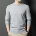 加厚100%纯羊毛可机洗毛衣男秋冬季新款圆领打底保暖男士羊毛衫_1 170/L-推荐115-130斤 云白灰