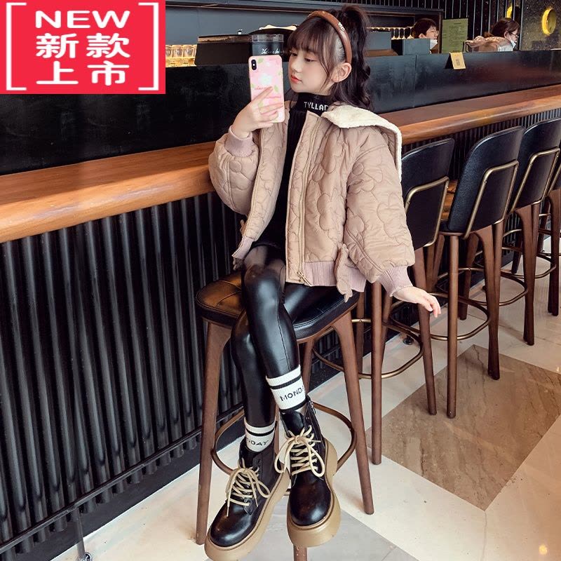 可莉允女童外套秋装2022新款儿童洋气加厚棉衣秋冬款夹棉时髦保暖棒球服棉服图片