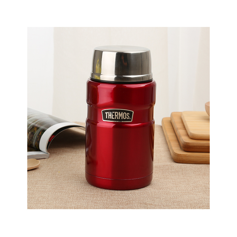 [内置汤勺]THERMOS膳魔師 通用真空不锈钢焖烧杯 SK-3020-CR 710ML 红色304不锈钢保温杯