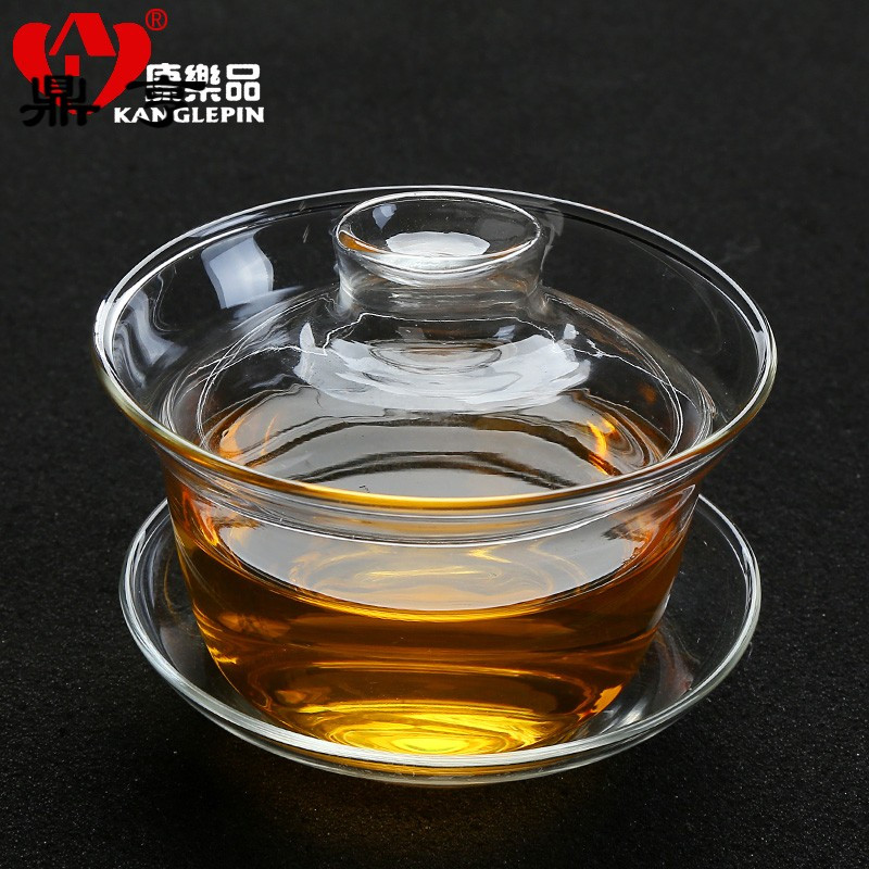 鼎亨透明玻璃盖碗茶杯功夫茶具泡茶杯壶耐热家用加厚三才盖碗茶道
