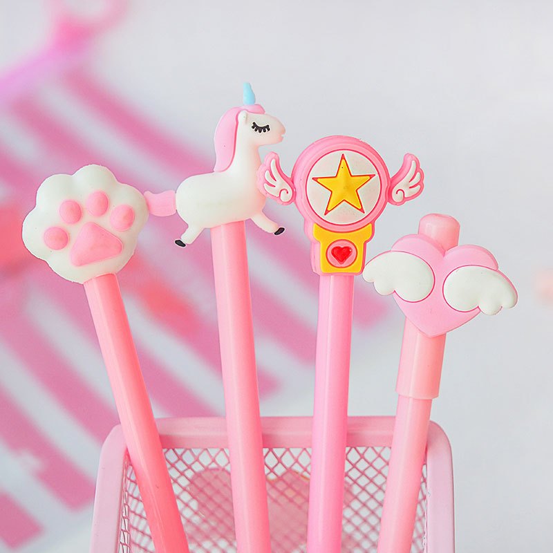 少女心卡通文具创意韩国可爱中性笔ins 简约笔碳素笔卡通黑色水笔学生