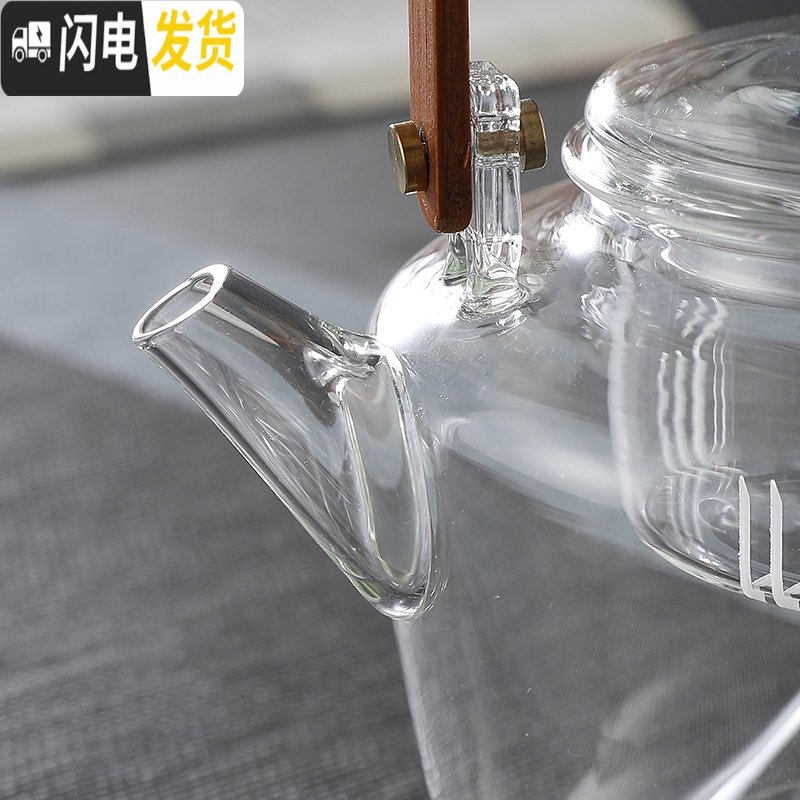 三维工匠电陶炉玻璃可高温煮茶器烧水壶提梁煮茶壶蒸茶壶家用烧水养生壶 A款提梁蒸茶壶+悟空电陶炉茶具高清大图