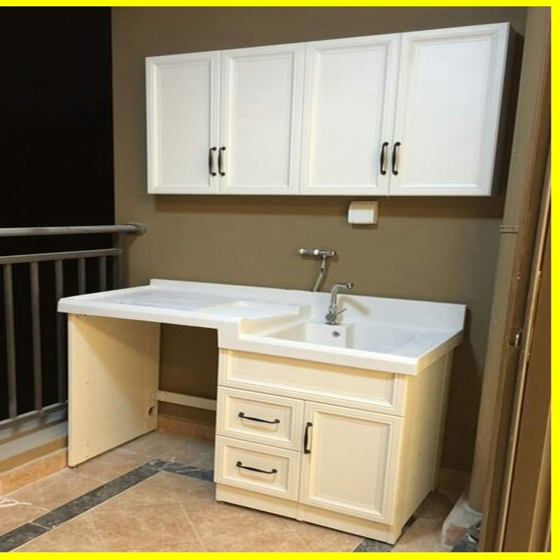 阳台太空铝洗衣机柜子高低盆组合滚筒伴侣浴室卫浴洗手台面带搓板18米