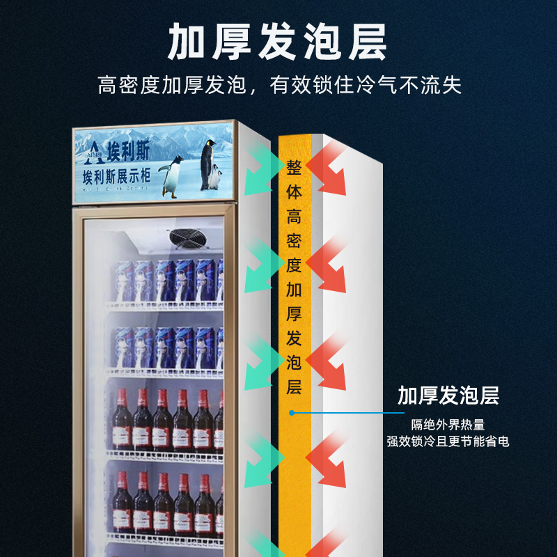 埃利斯(AILISI)商用铝合金展示柜 冷藏保鲜柜商用冰柜立式饮料柜便利店超市冰箱啤酒冷饮柜LD-600ZTH高清大图