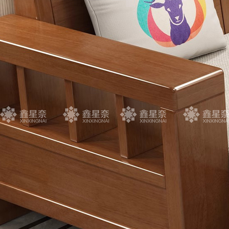 鑫星奈 XXN4031213实木沙发茶几组合简约冬夏两用客厅沙发 1+2+3+茶几高清大图