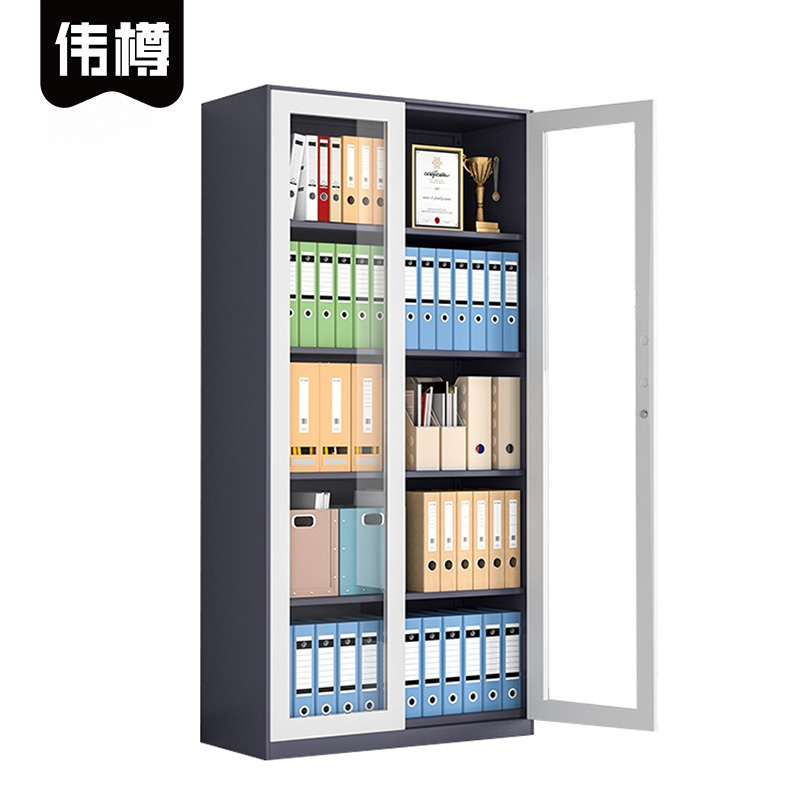 伟樽办公文件柜灰套白通玻门900*400*1850mm台