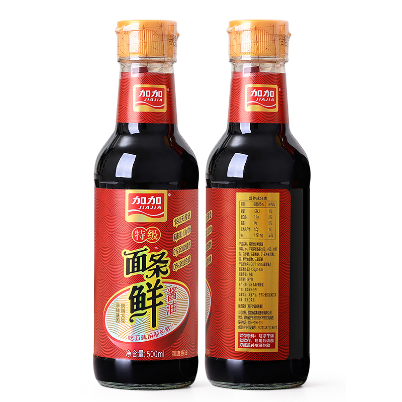 加加面条鲜特级酱油500ml 凉拌炒菜蘸食调味生抽酿造酱油