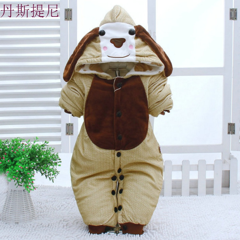 新生儿连体衣服加厚哈衣4-5-6月婴儿冬季保暖棉衣男宝宝爬服冬装