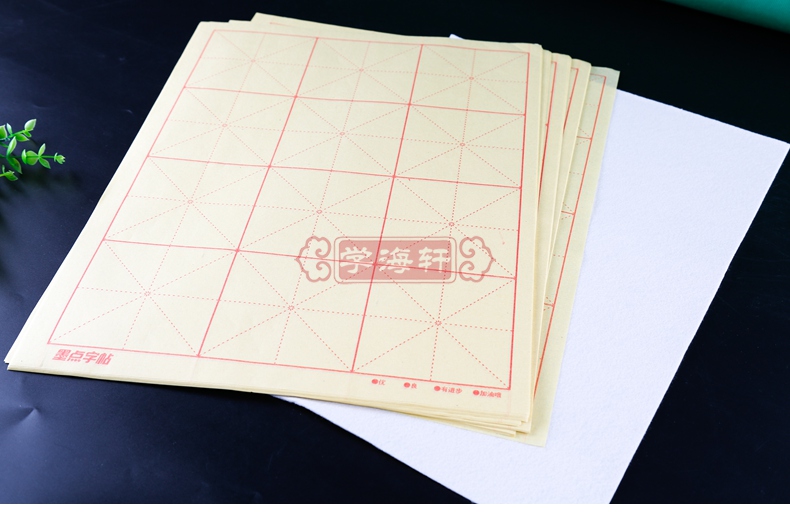 [正版]学海轩墨点制毛边纸送毛毡文房四宝宣纸8开12格米字格适合中小学生及书法初学者使用毛笔字帖软笔书法临摹练习写字加高清大图