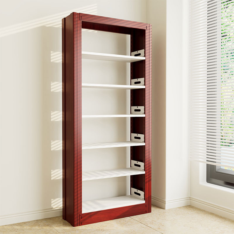 臻远ZY4072626 钢制书架红色资料架 单面6层一列一组 1000*300*2000mm高清大图