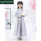 spreeze 儿童汉服女秋冬装连衣裙加绒洋气公主裙唐装女童裙子套装秋款红色