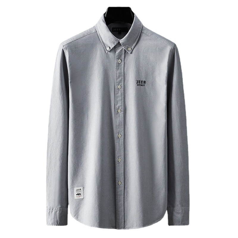 jeep spirit吉普男士长袖衬衫春秋牛津纺纯棉休闲长袖外套上衣