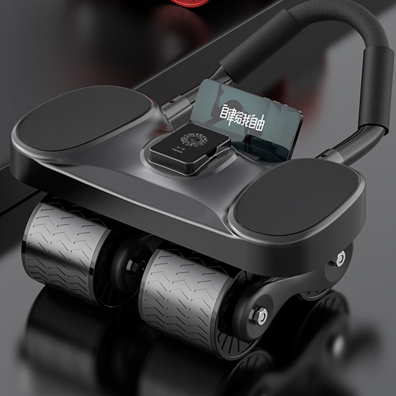 万多 QH5-BK 四轮自动回弹多功能健腹轮(计数器)黑高清大图