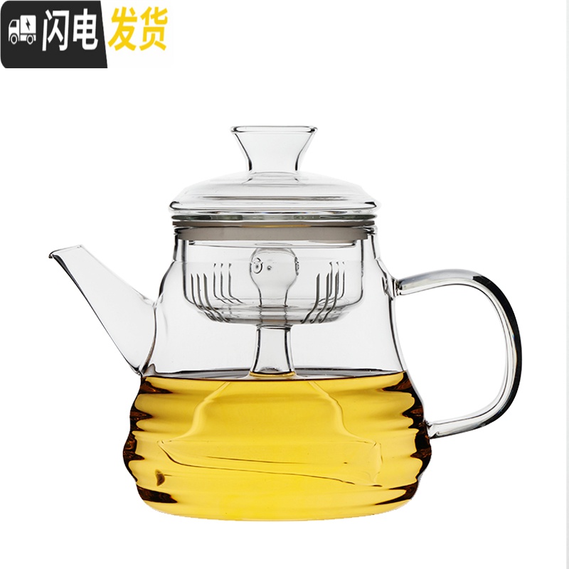 三维工匠玻璃煮茶器电陶炉蒸汽煮茶全自动蒸茶壶家用烧水壶套装泡茶壶网红 海浪茶壶(大)+金色电陶炉(触控)茶具高清大图