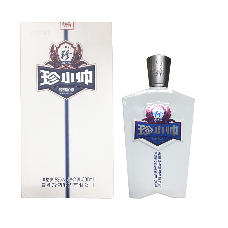 珍酒珍小帅 贵州酱香型白酒53度500mL*6瓶白酒整箱 纯粮食白酒