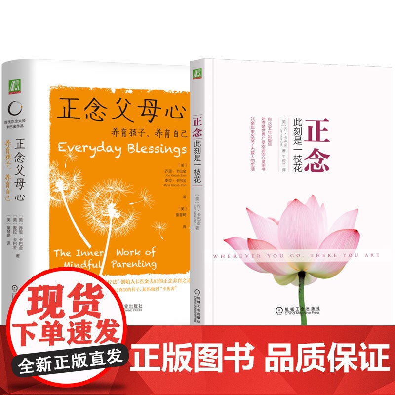 正版套装 正念 此刻是一枝花+正念父母心 养育孩子 养育自己 卡巴金 套装全2册 阐明正念冥想精髓人生哲学 家教育儿高清大图