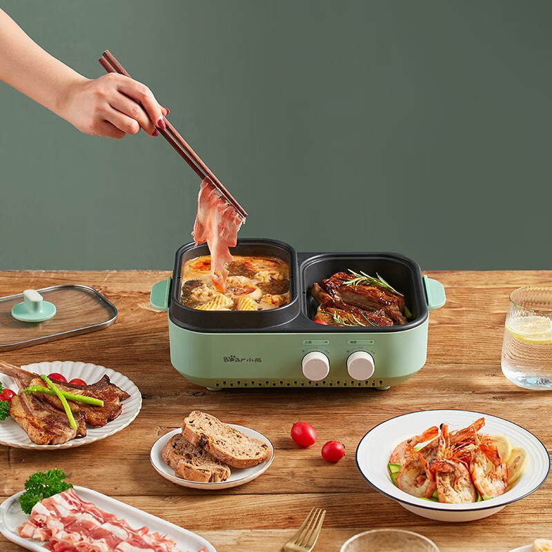 小熊 涮烤一体电烤炉 DKL-C12J5 薄荷绿*高清大图
