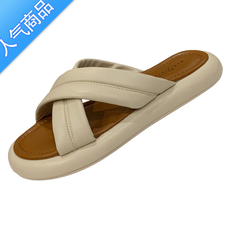 SUNTEK仙女风凉拖鞋外穿女鞋2023年春夏新款厚底法式配裙子露趾一字凉鞋高清大图