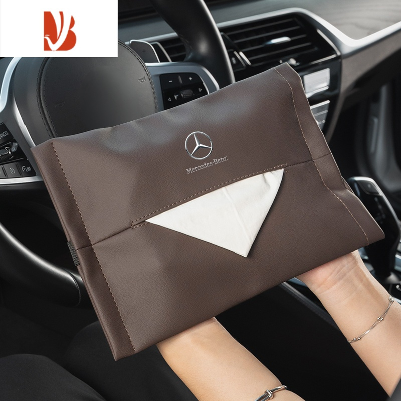 三维工匠奔驰车载纸巾盒抽挂式袋E300L/C260L/GLC/A级GLE S汽车内装饰用品 奔驰纸巾袋[摩卡棕 超纤皮