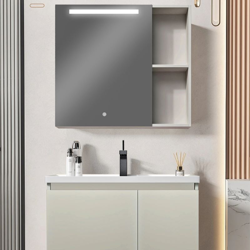 金牌卫浴GOLD 灰杏仁 智能镜 陶瓷一体盆浴室柜组合实木洗脸盆洗手盆洗漱台卫浴柜KA（含安装）RF85228M-05高清大图