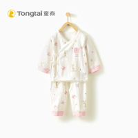 童泰TONGTAI婴儿纯棉和服开裆套装0-3个月宝宝系带内衣裤子两件套