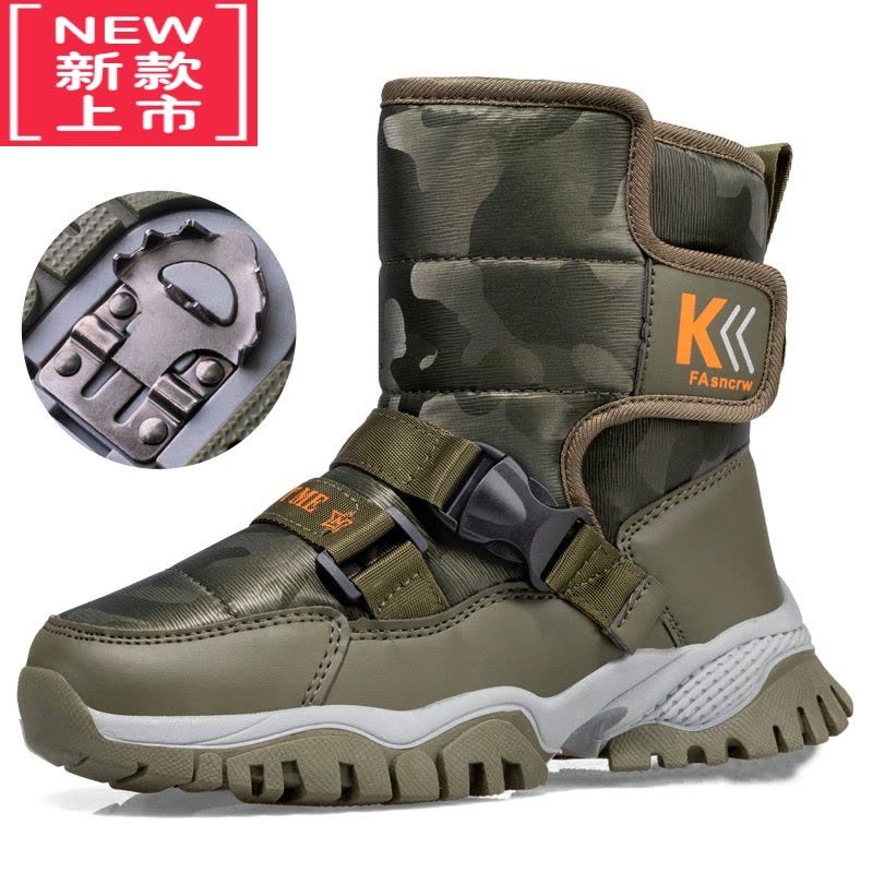 可莉允[儿童加厚款]女童雪地靴加绒保暖雪地鞋防滑冰爪男童中筒棉靴图片