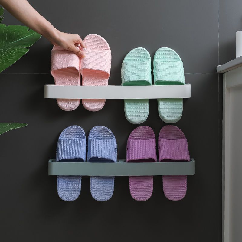 长款粉色1个浴室拖鞋架壁挂式鞋架厕所沥水挂拖鞋架子毛巾架卫生间