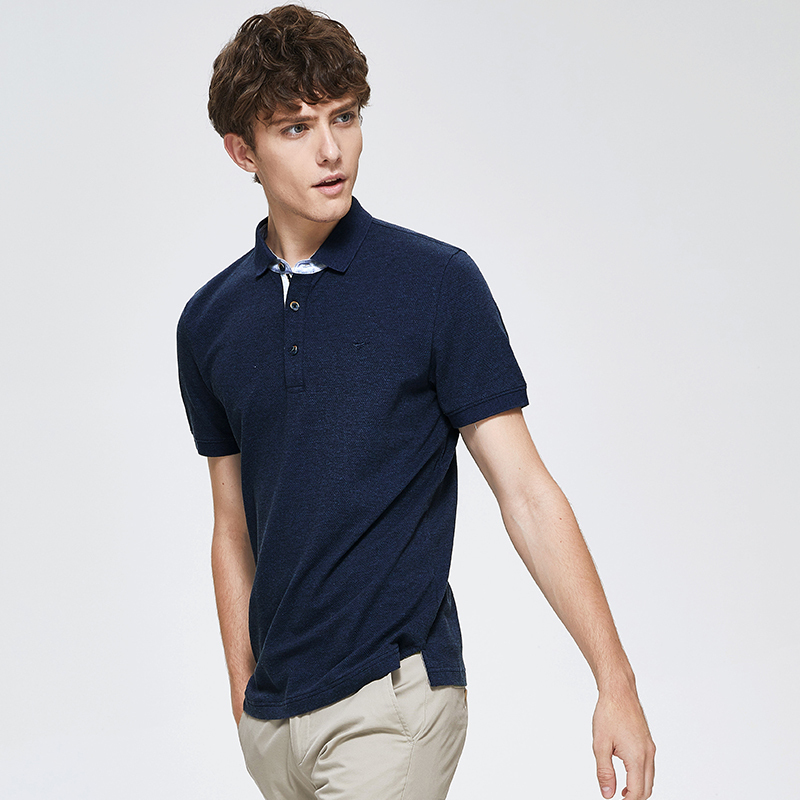 七匹狼短袖t恤男宽松舒适青年男士纯色商务休闲潮流翻领polo衫男