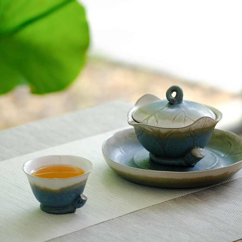 万仟堂(EDENUS)秋荷一池·成套茶具黑铁釉(一壶一承一海六杯)高清大图