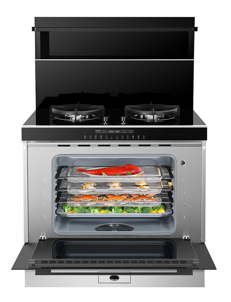 火星人(marssenger)集成灶JJZY-F73BC01R钢化玻璃台面排油烟机燃气灶蒸烤一体灶 右排烟 液化气高清大图