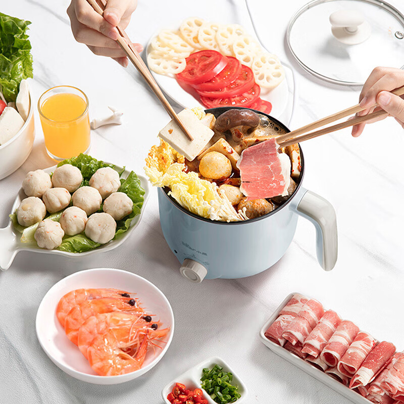 小熊(Bear)电煮锅小电锅电火锅多功能迷你宿舍锅1.2L 不粘锅DRG-C12R5蒸笼款高清大图