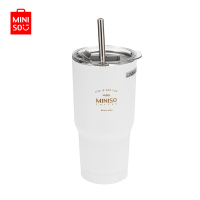 名创优品 (miniso) 经典黑白系列茶具-钢杯580mL(白色)简约风范大容量便携
