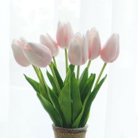 仿真花束郁金香假花客厅摆件餐桌花艺插花室内装饰摆件-郁金香橘黄色10支(不含花瓶)