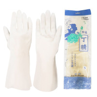 海斯迪克 HK-781 丁腈手套 清洁工具洗碗防穿刺丁晴手套 新料洗衣耐磨防水乳胶手套 38cm白色光里L（2副）
