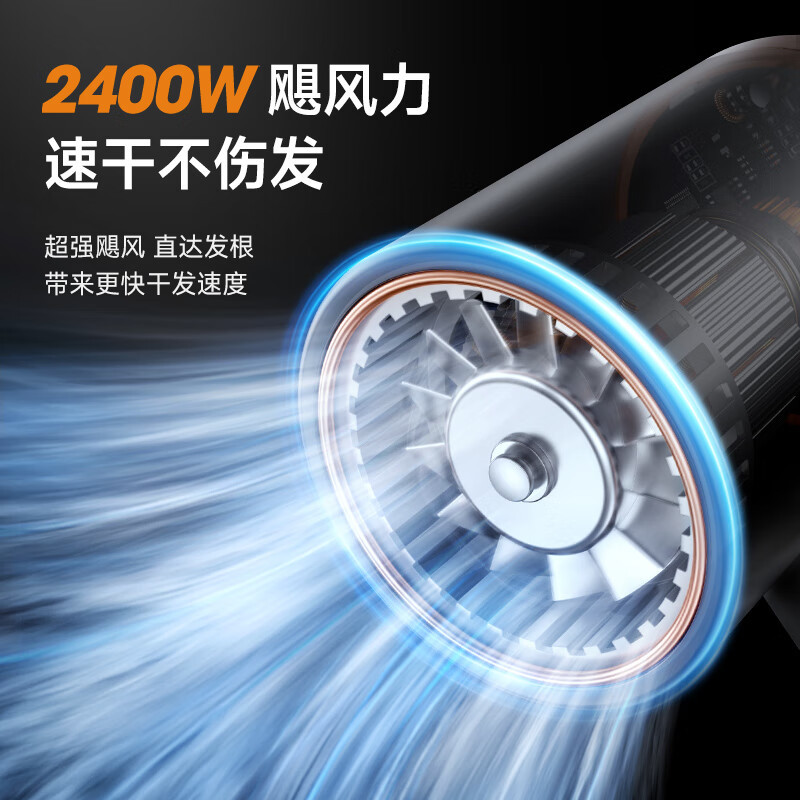 VTT吹风机家用负离子发廊大功率冷热风速干护发电吹风吹风筒超轻大功率不伤发高速 [冰雪白]2400W大功率/速干